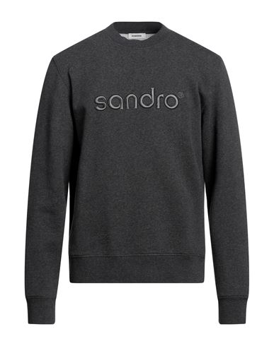 Sandro Man Sweatshirt Steel grey Size M Cotton, Elastane, Polyester