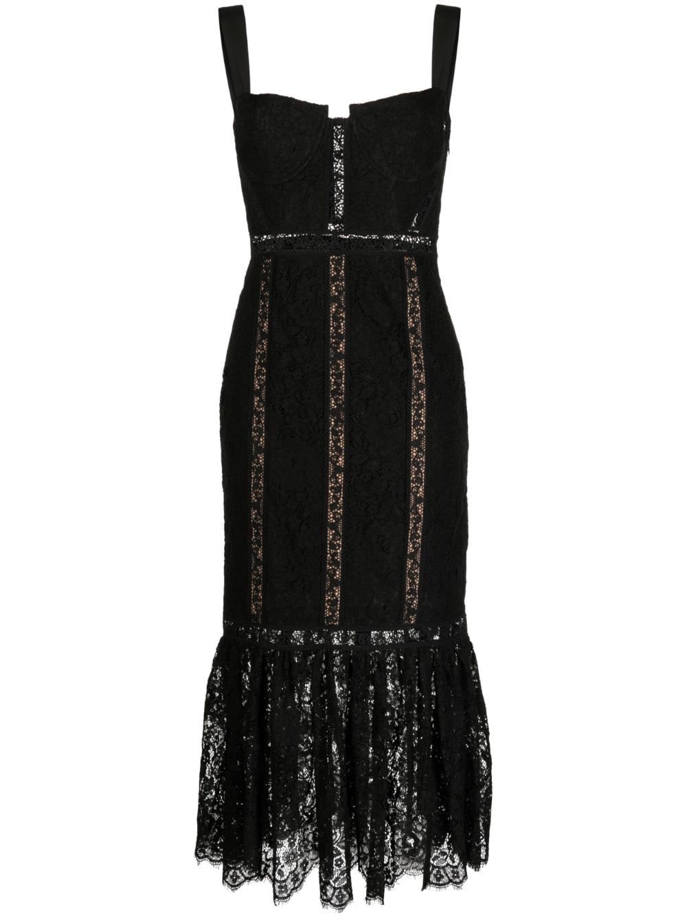 Self-Portrait cord lace sleeveless midi dress - Black