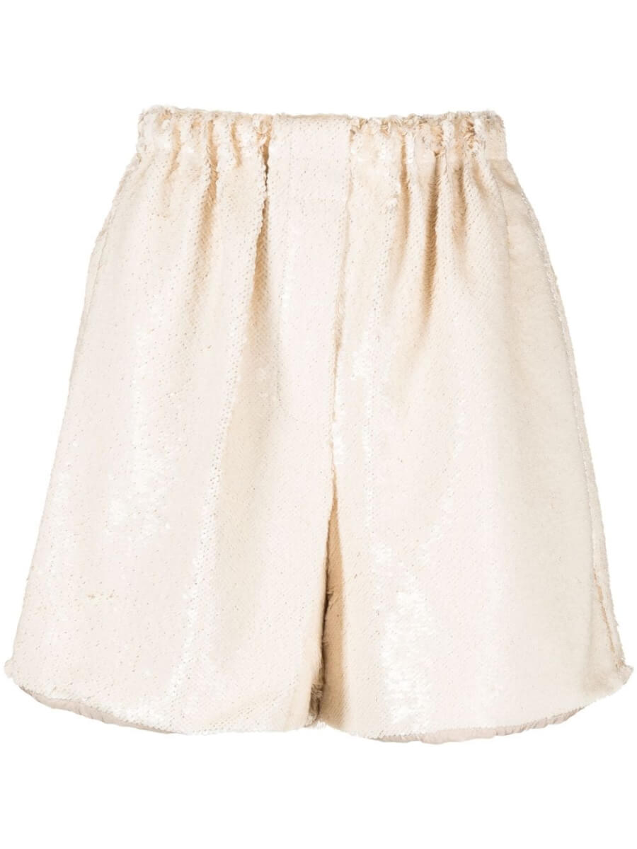 The Frankie Shop Jazz sequinned tulle shorts - Neutrals