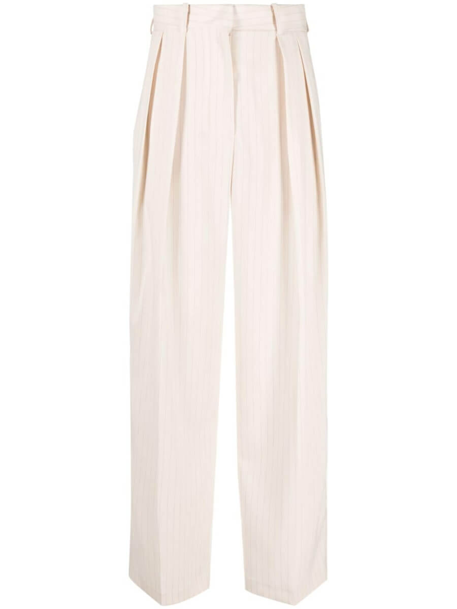 The Frankie Shop Tansy double-pleated pinstripe trousers - Neutrals
