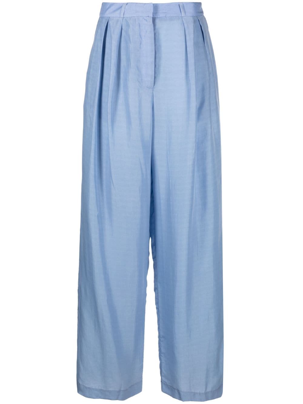 The Frankie Shop Tansy pleated wide-leg trousers - Blue
