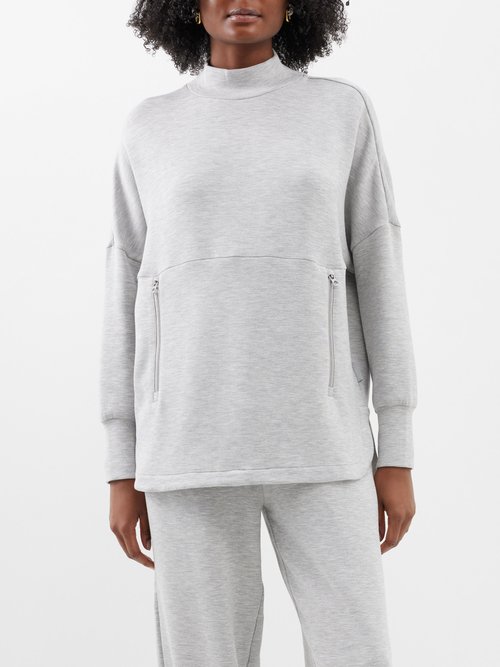 Varley - Bay High-neck Jersey Sweatshirt - Womens - Grey