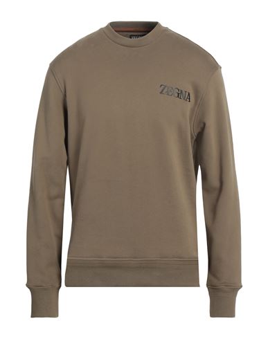 Zegna Man Sweatshirt Khaki Size 44 Cotton