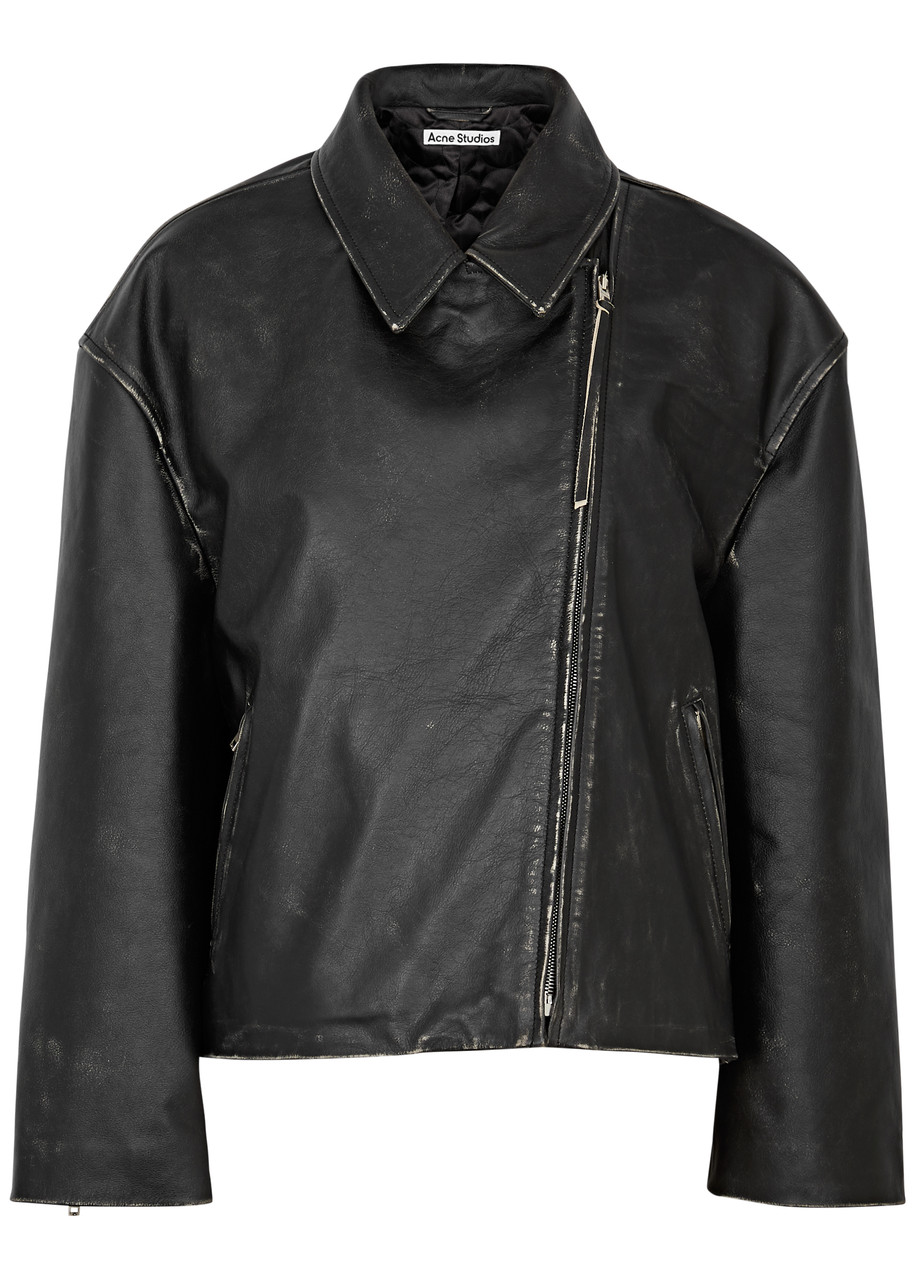 Acne Studios Distressed Leather Jacket - Black - 40 (UK12 / M)