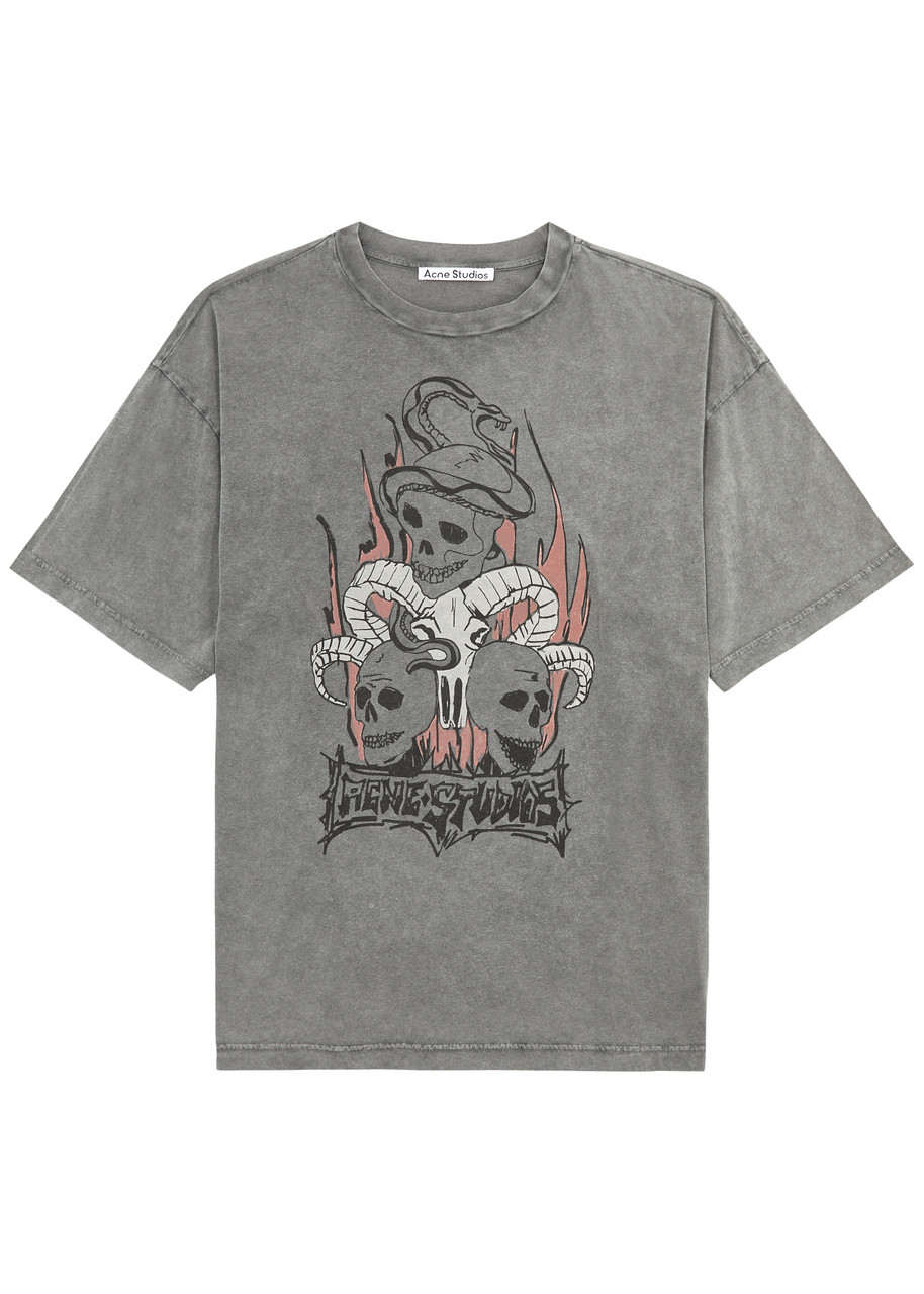 Acne Studios Printed Cotton T-shirt - Grey