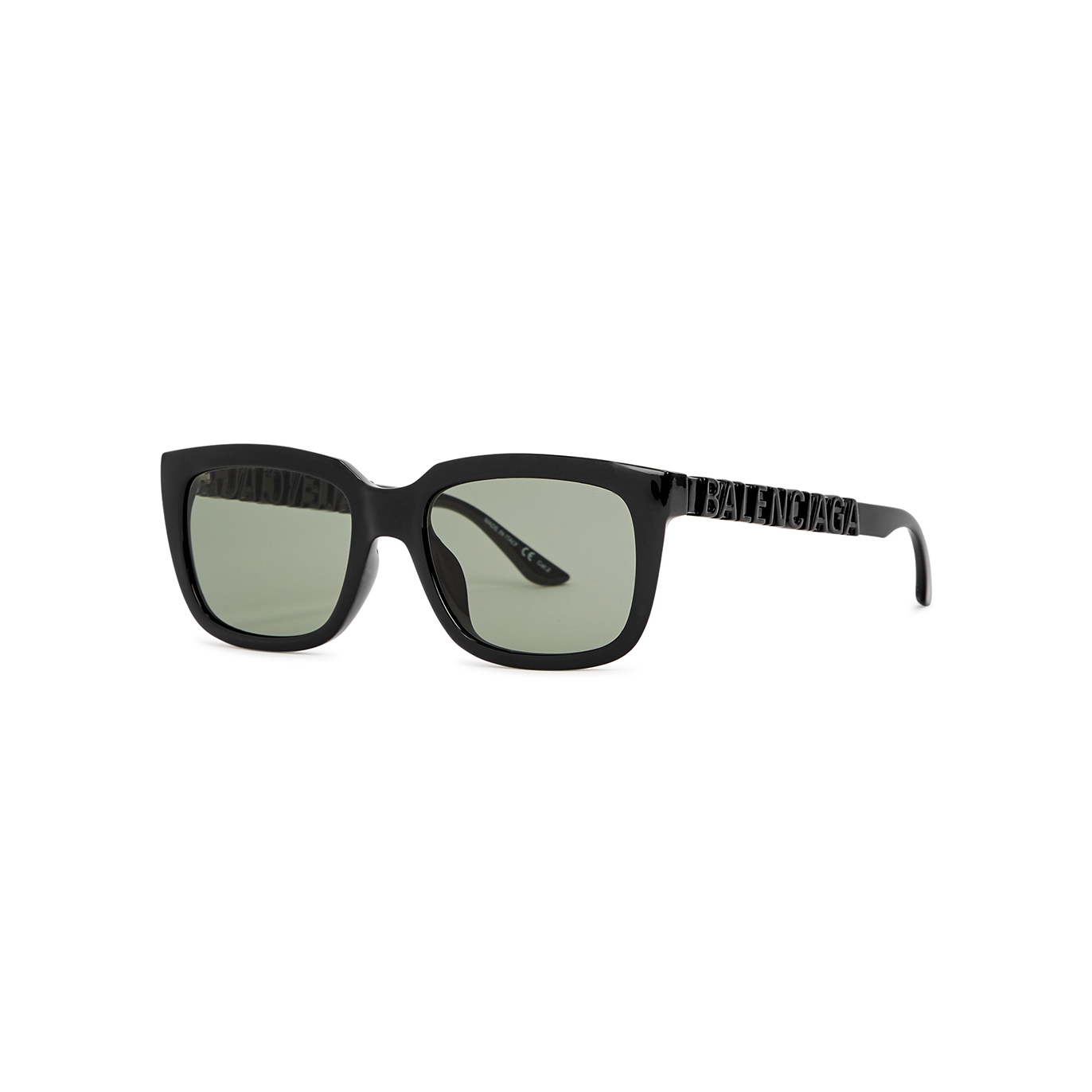 Balenciaga Black Rectangle-frame Sunglasses, Sunglasses, Black