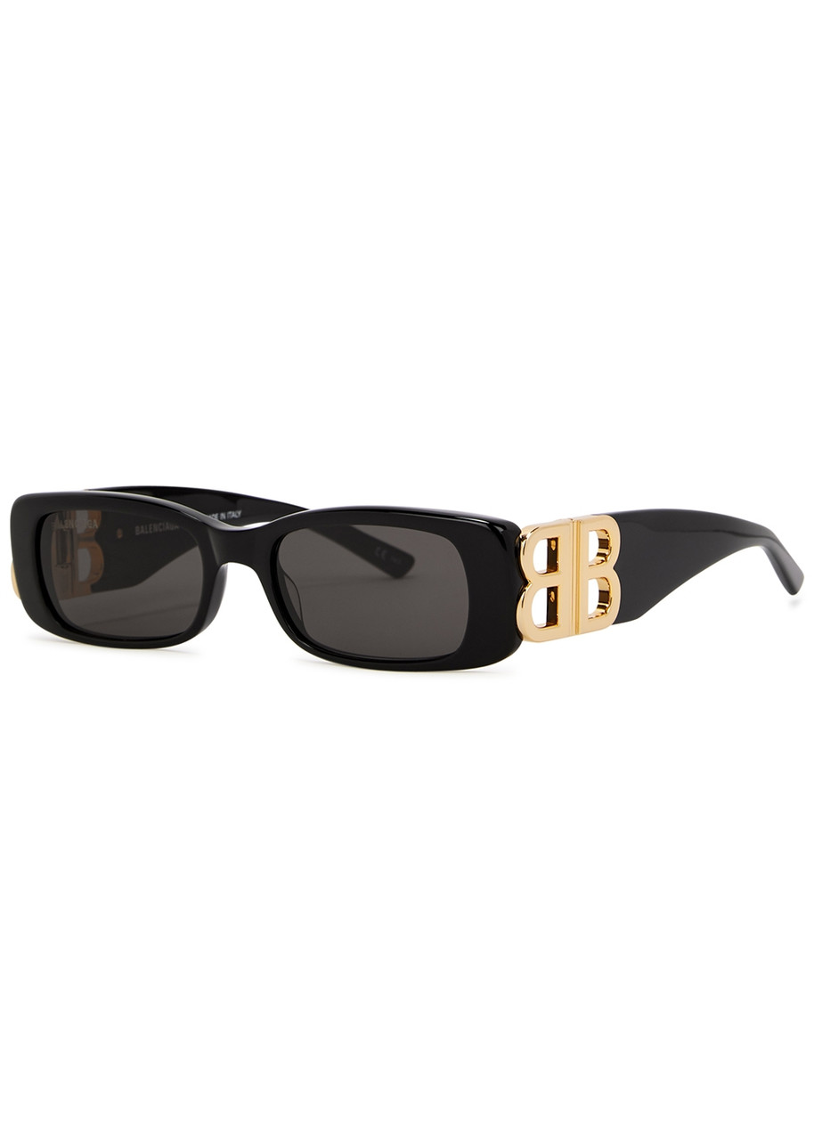 Balenciaga Black Rectangle-frame Sunglasses, Sunglasses, Charcoal