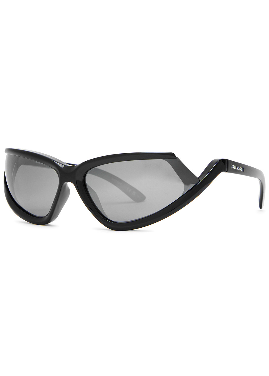 Balenciaga Narrow Wrap-around Sunglasses - Black Grey