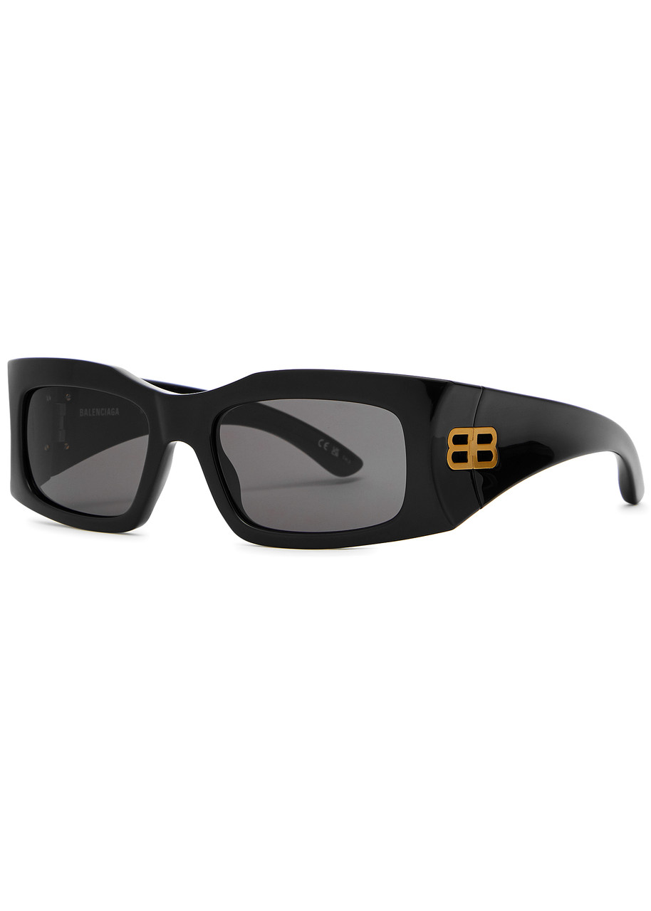 Balenciaga Rectangle-frame Sunglasses - Black Grey