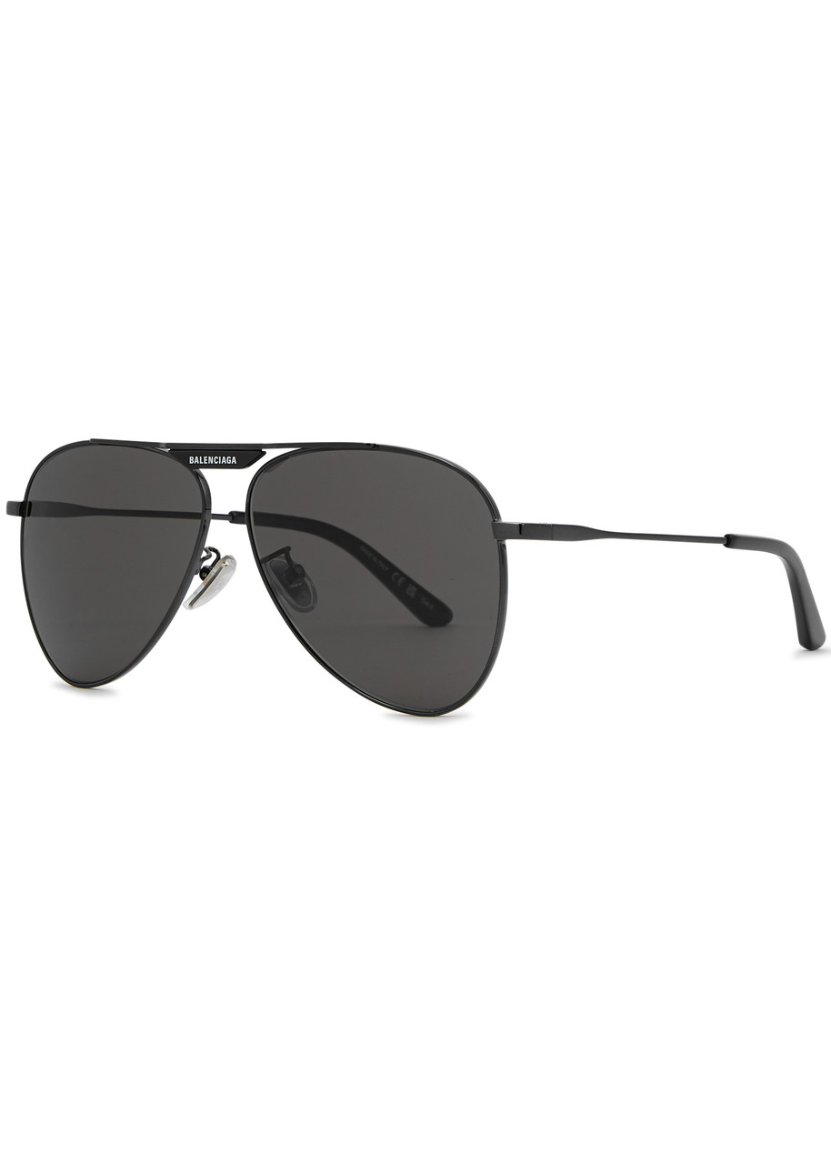 Balenciaga Tag 2.0 Aviator-style Sunglasses, Sunglasses, Grey, Metal