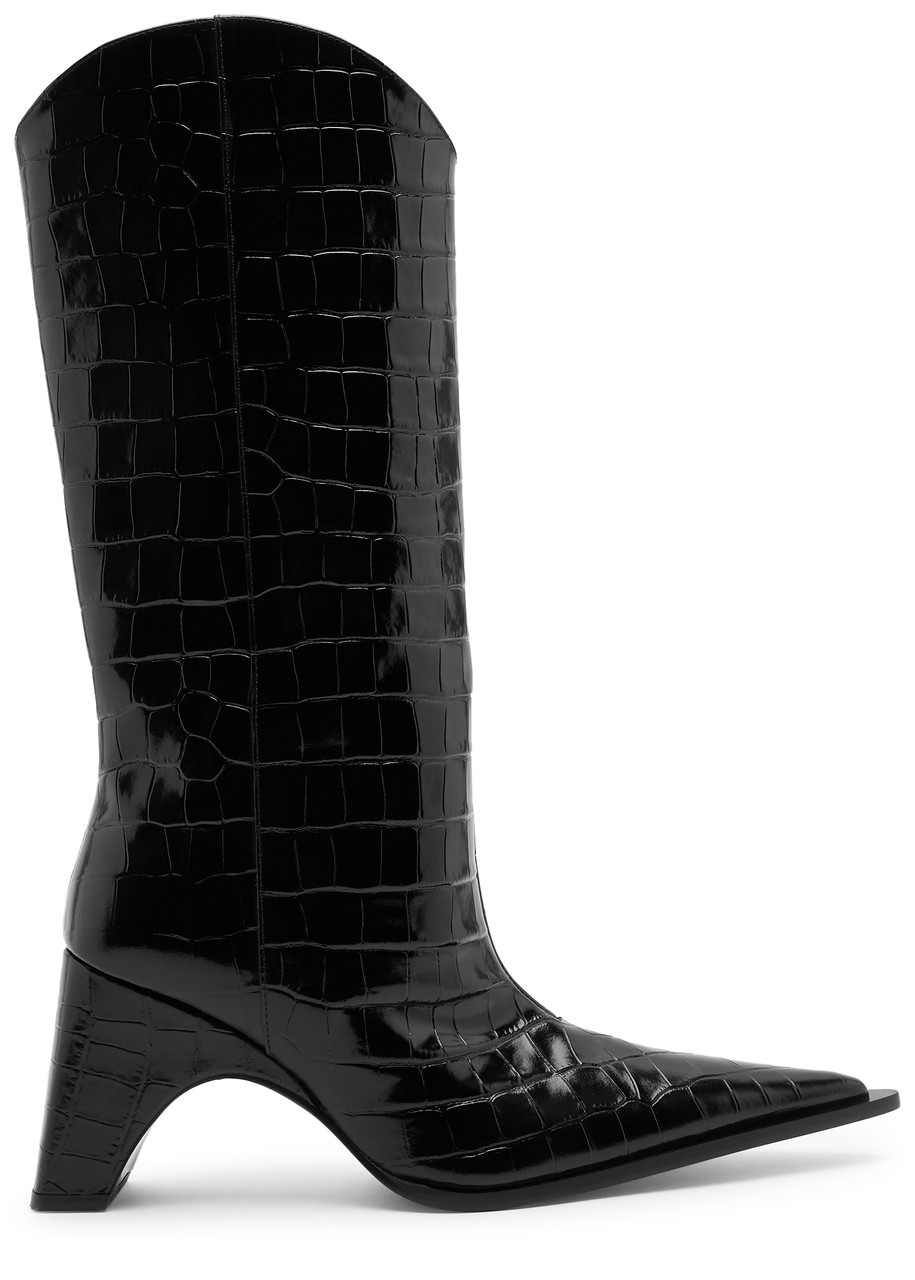 Coperni Croco Bridge 85 Leather Mid-calf Cowboy Boots - Black - 41 (IT41 / UK8)