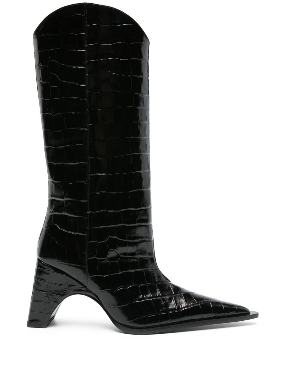 Coperni Crocodile Bridge 80mm leather boots - Black