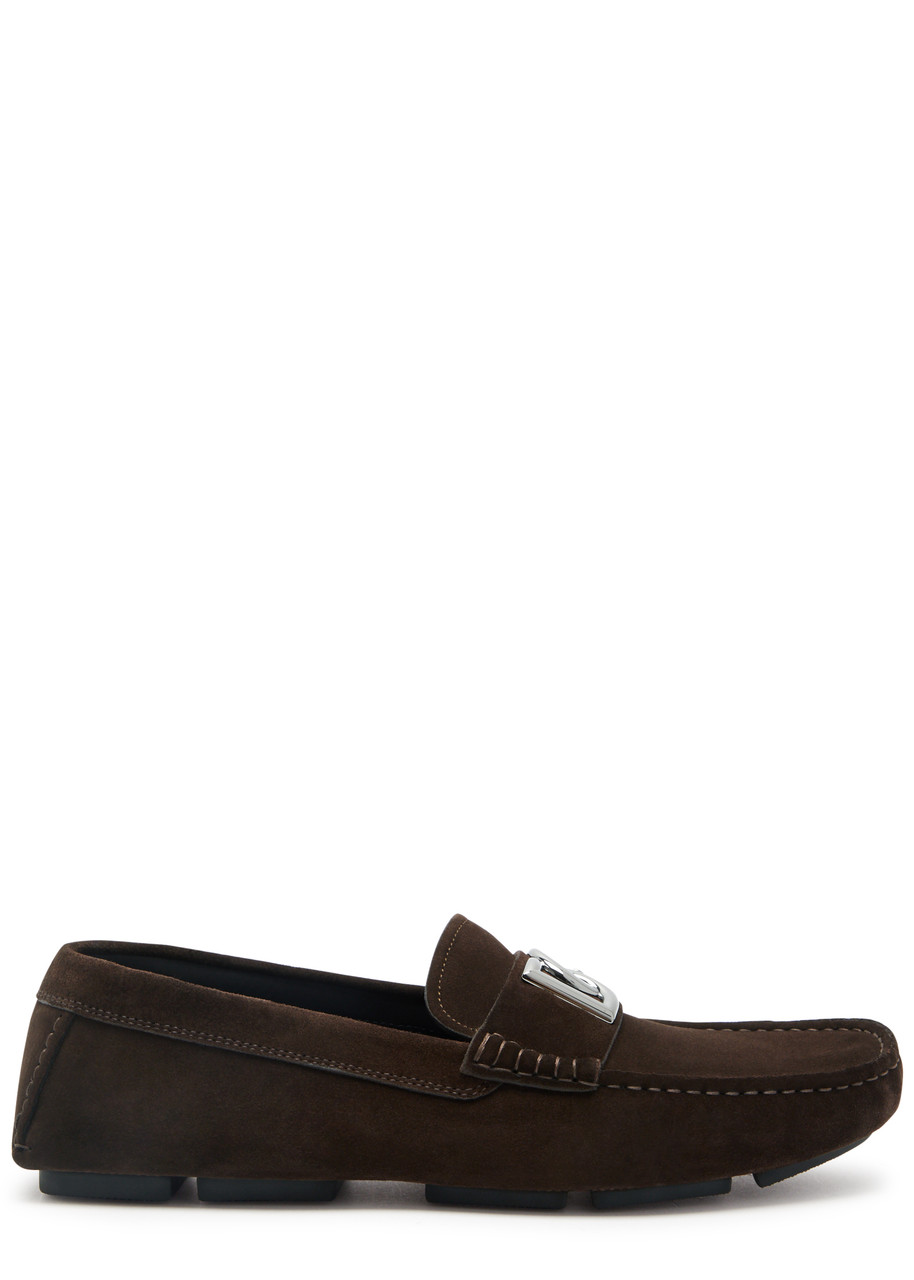 Dolce & Gabbana Logo Suede Loafers - Brown - 44 (IT44 / UK10)