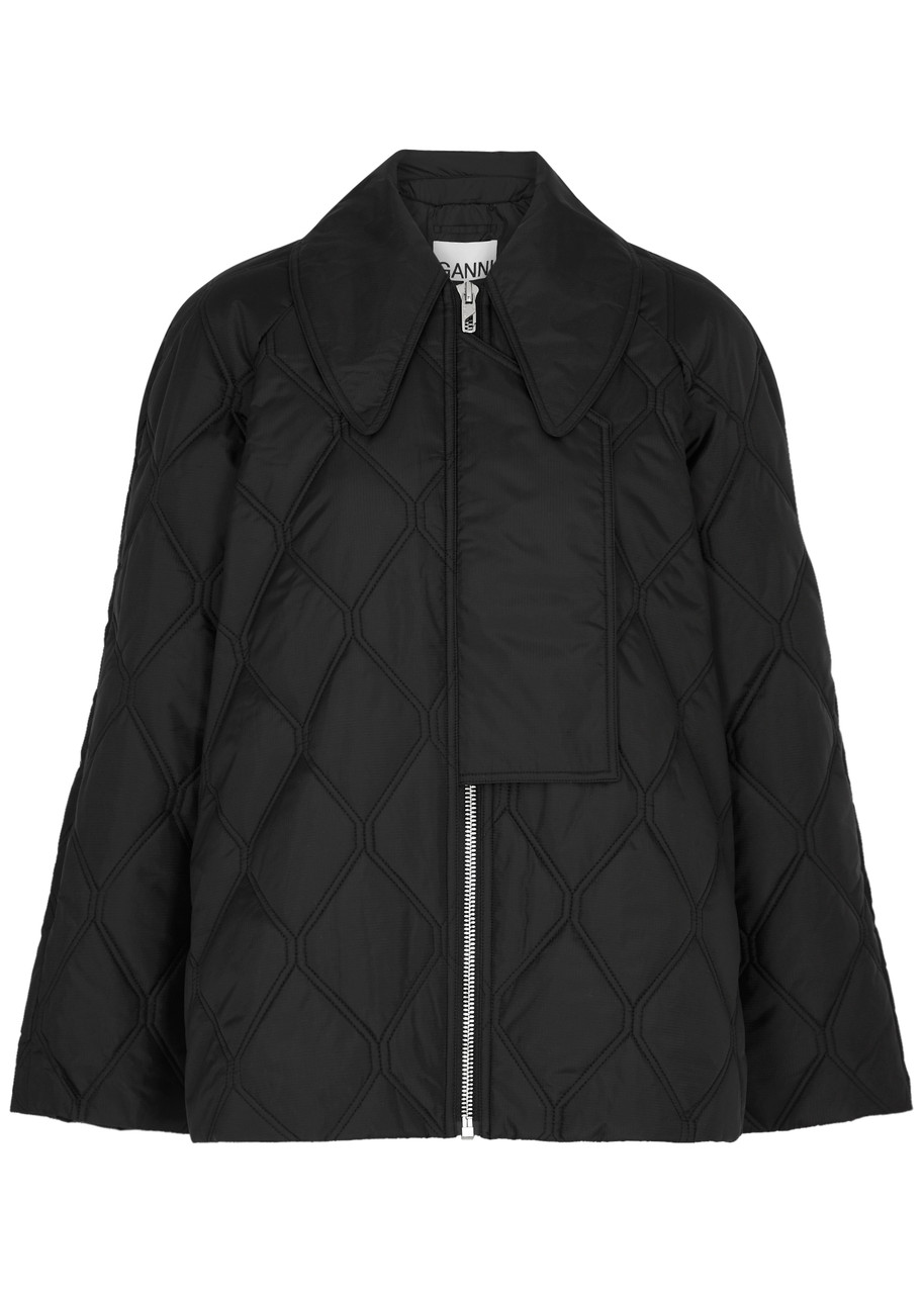 Ganni Quilted Ripstop Shell Jacket - Black - 34 (UK6 / XS)