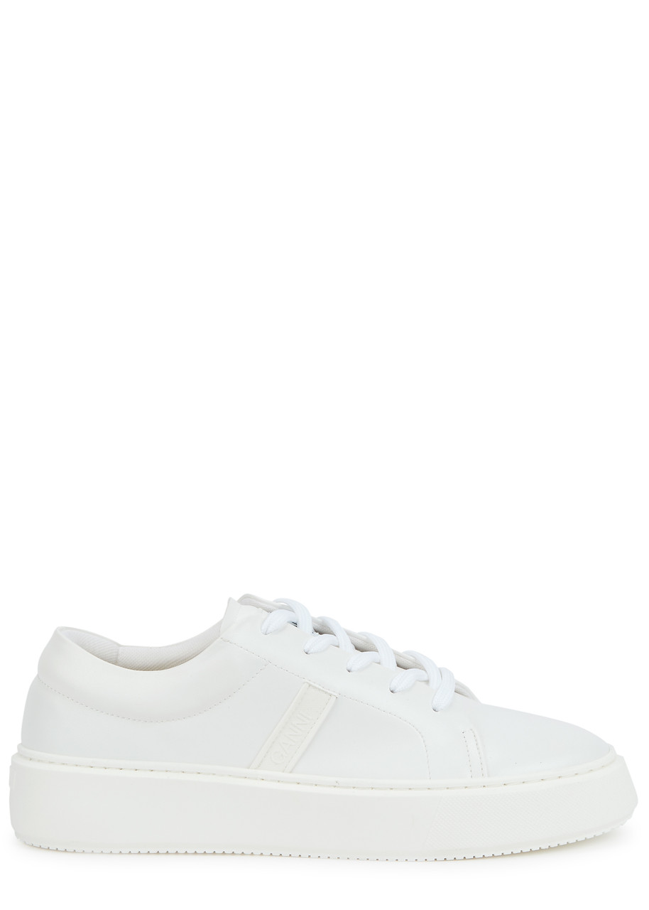 Ganni Sporty Mix Leather Sneakers - White - 7