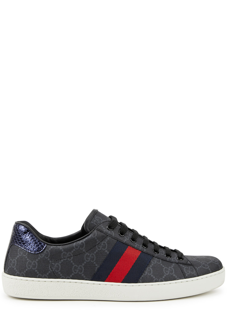 Gucci Ace GG Supreme Monogrammed Sneakers - Black - 9, Gucci Trainers, Canvas - 9