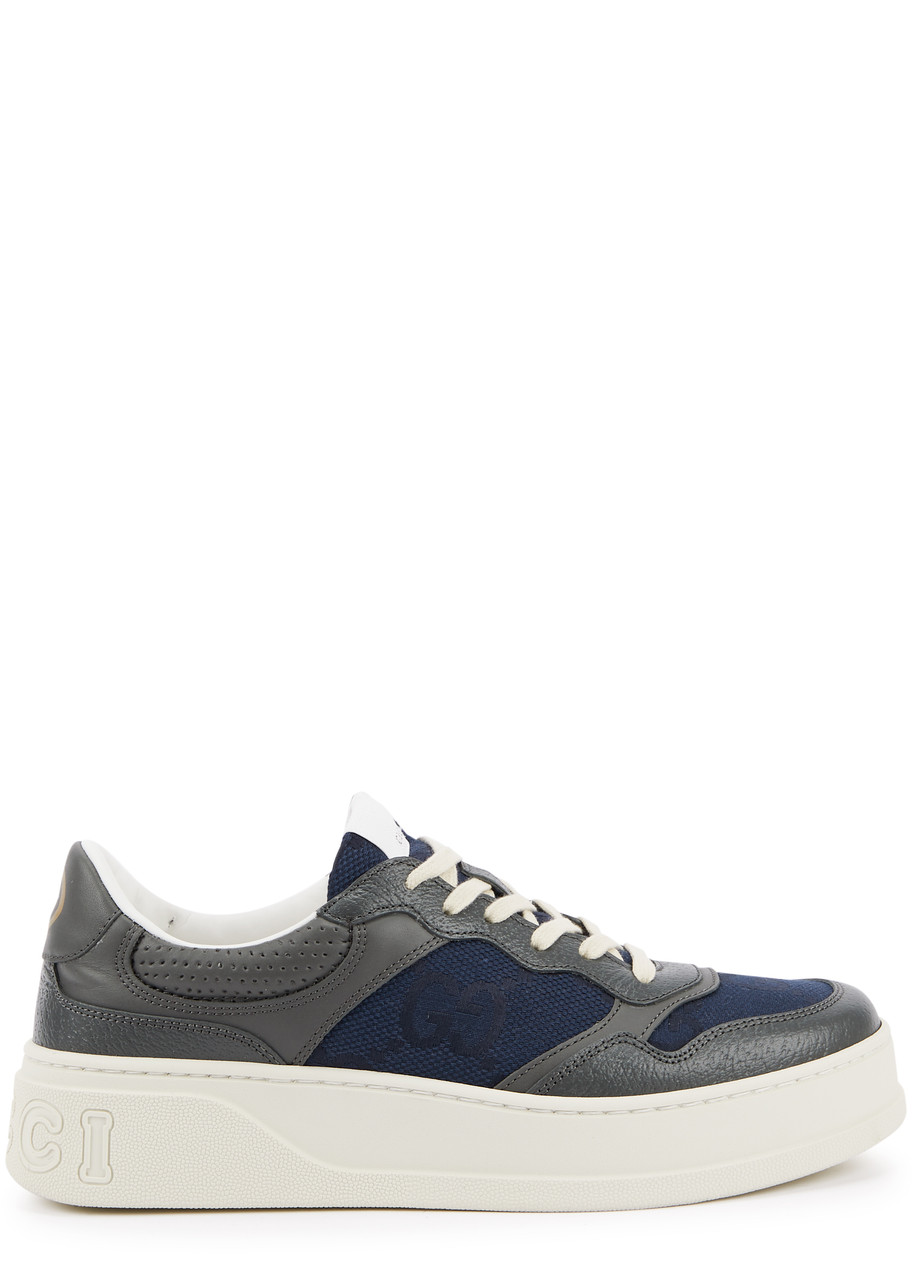 Gucci Chunky B Canvas and Leather Sneakers - Navy - 11, Gucci Trainers, Jacquard