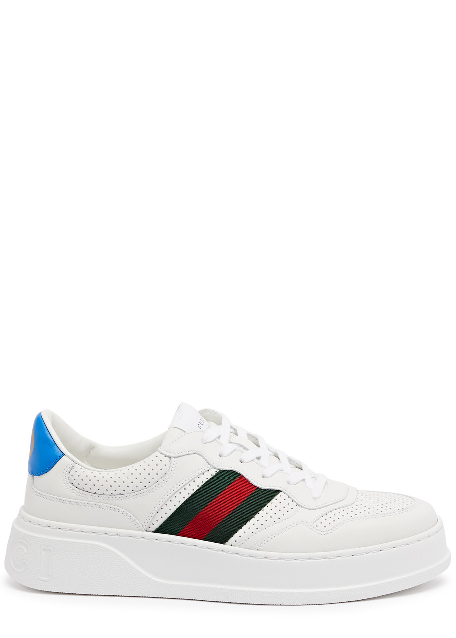 Gucci Chunky B Leather Sneakers - White - 11, Gucci Trainers, Striped