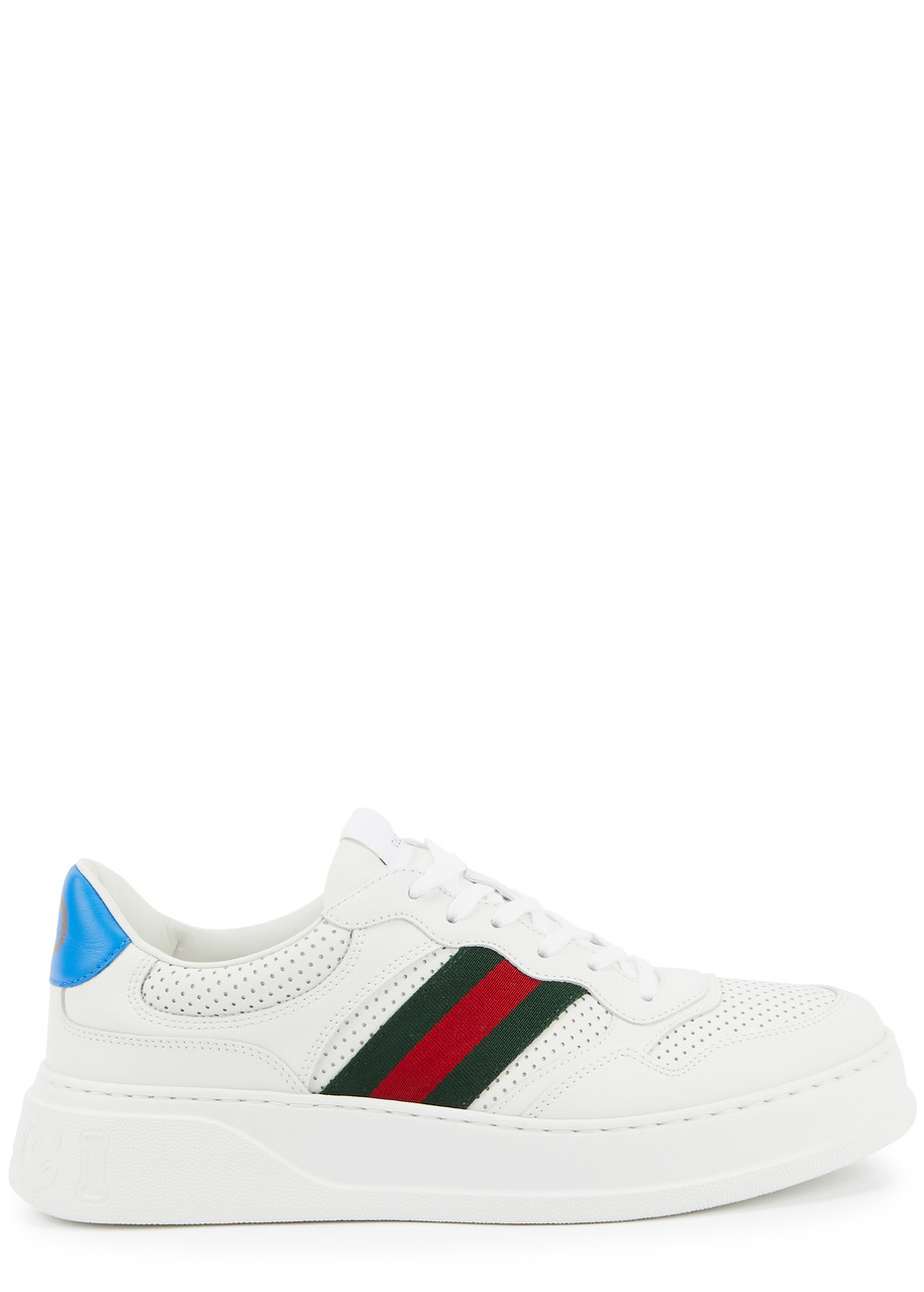 Gucci Chunky B Leather Sneakers - White - 9, Gucci Trainers, Striped - 9