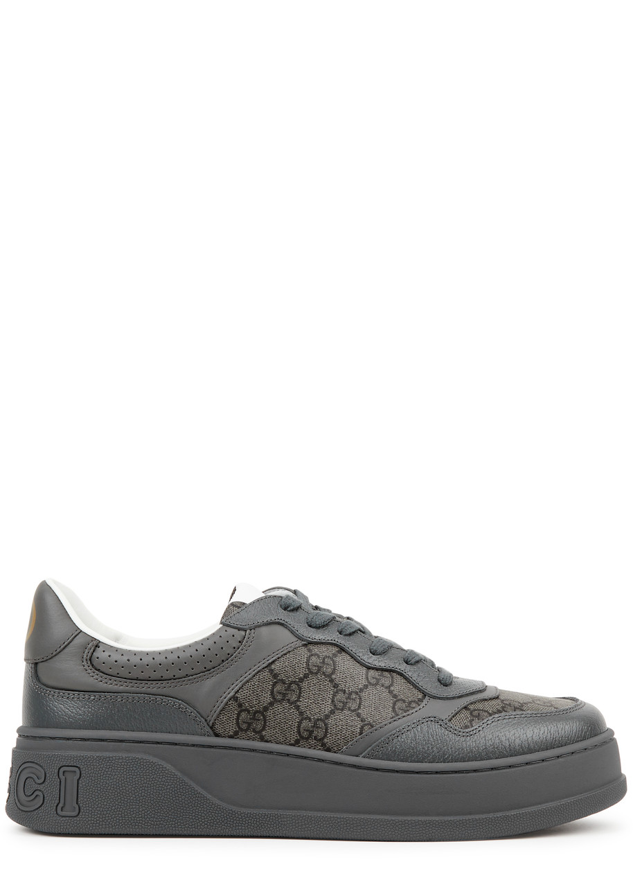 Gucci Chunky B Monogrammed Canvas and Leather Sneakers - Black - 7, Gucci Trainers, Leather Panels - 7