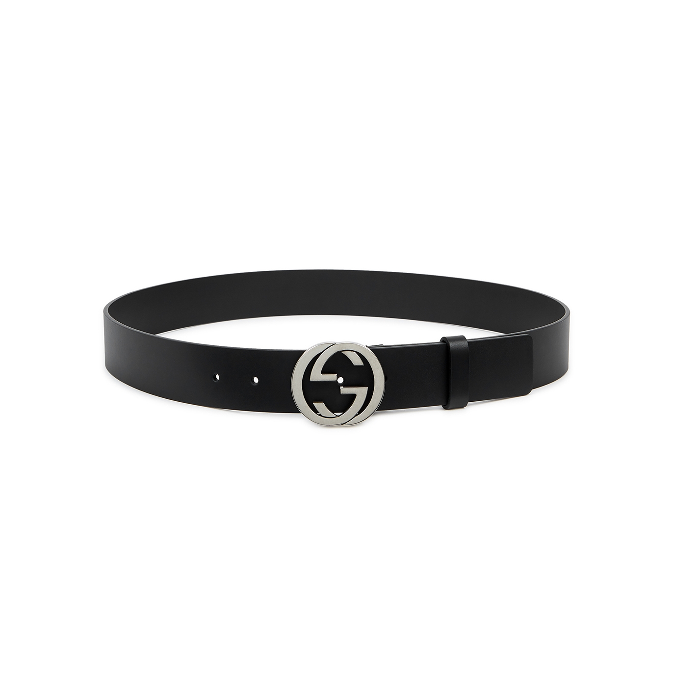 Gucci GG Leather Belt - Black And Silver