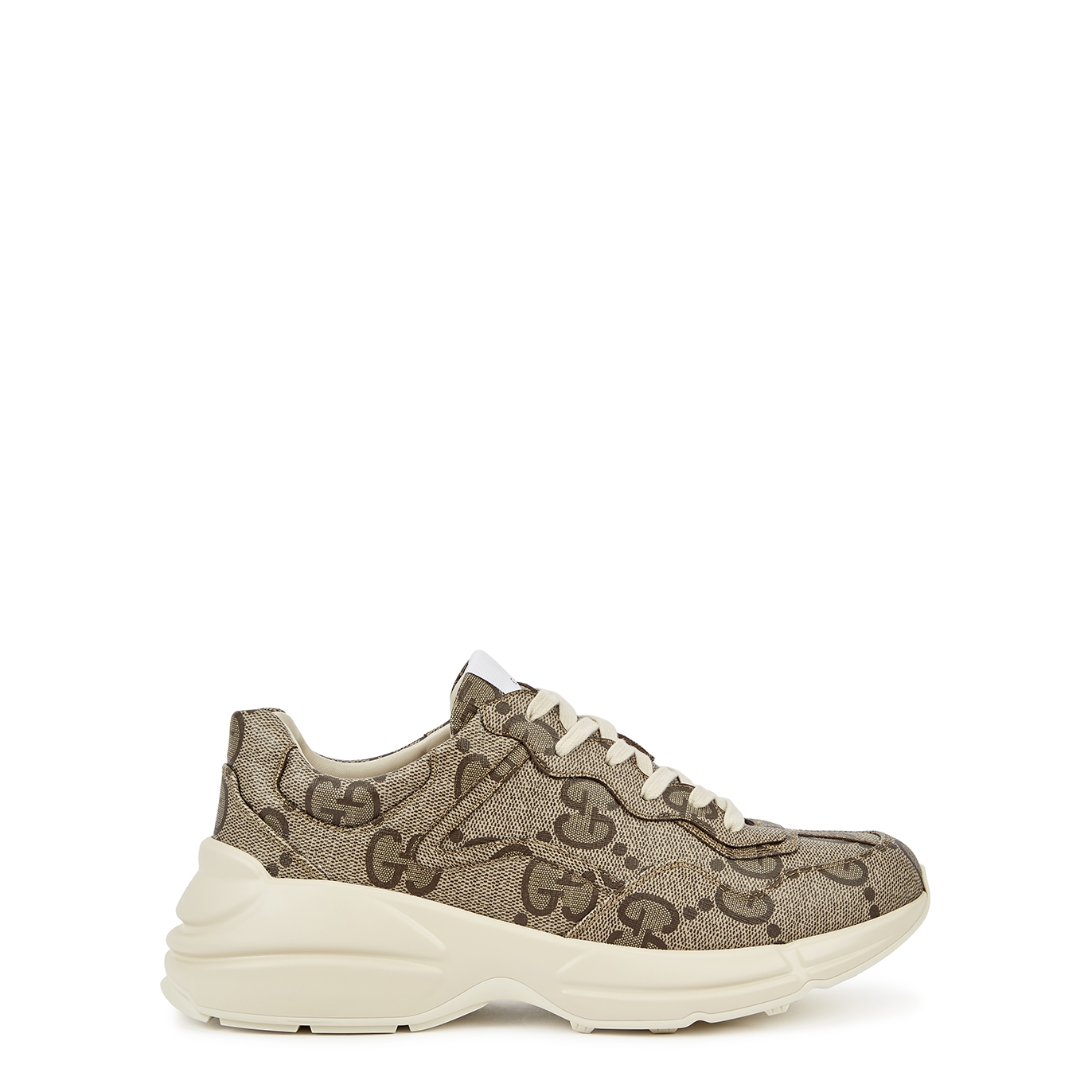 Gucci GG Rhyton Monogrammed Leather Sneakers - Beige - 6