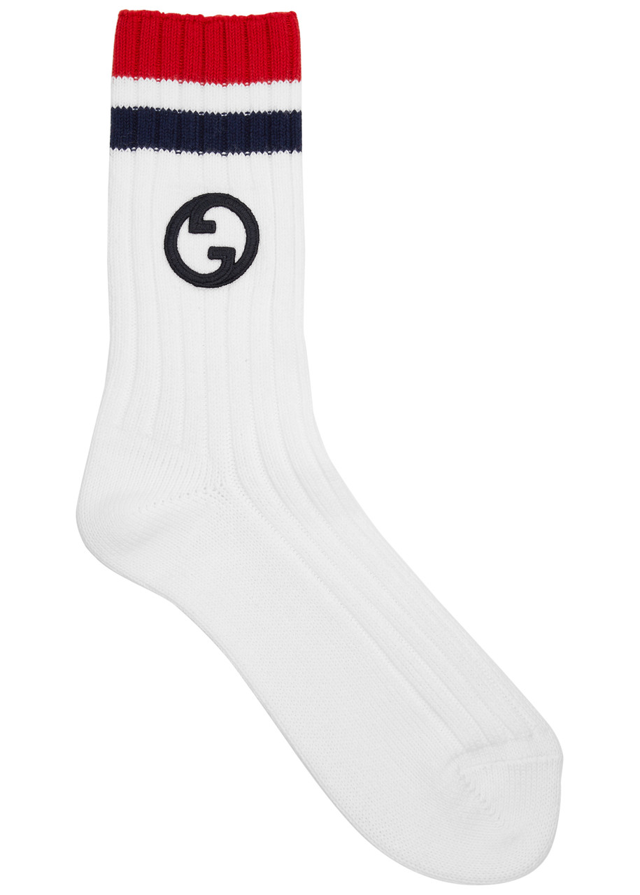 Gucci GG Striped Cotton-blend Socks - White - M