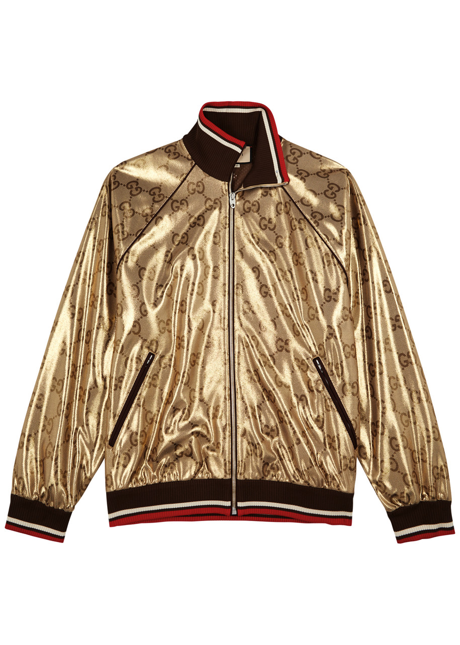 Gucci GG-monogram Metallic Jersey Track Jacket - Beige - M, Men's Designer Track Jacket, Male - M