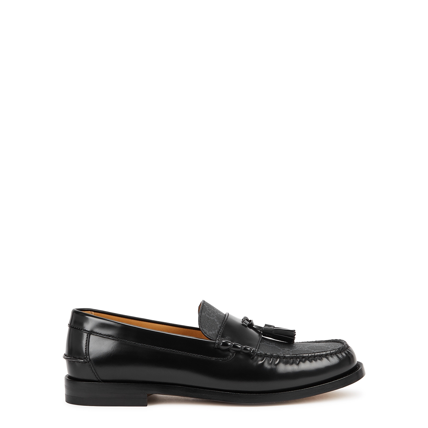 Gucci Kaveh GG Supreme Black Leather Loafers - 9