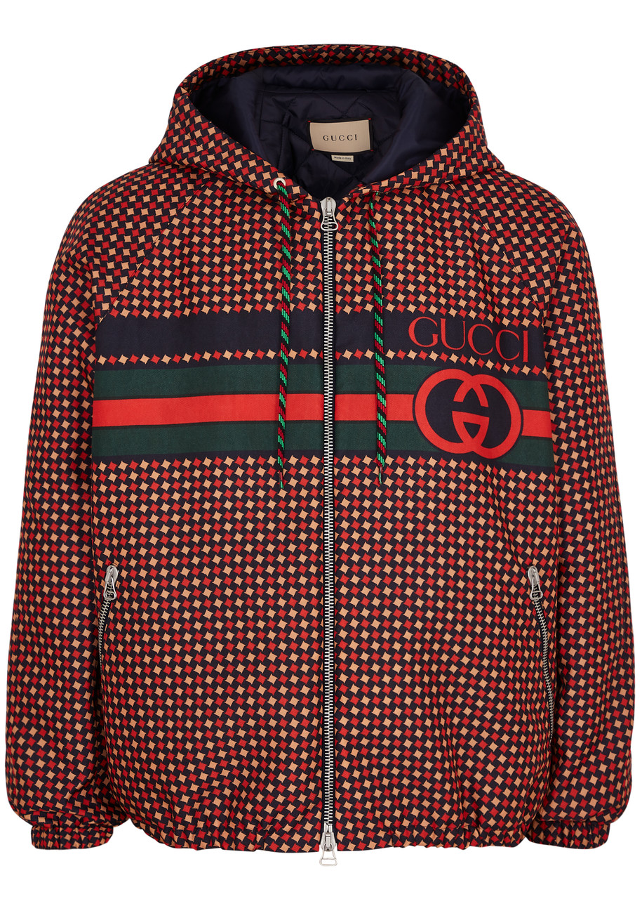 Gucci Logo Hooded Canvas Jacket - Multicoloured - 50, Men's Canvas Jacket, Male