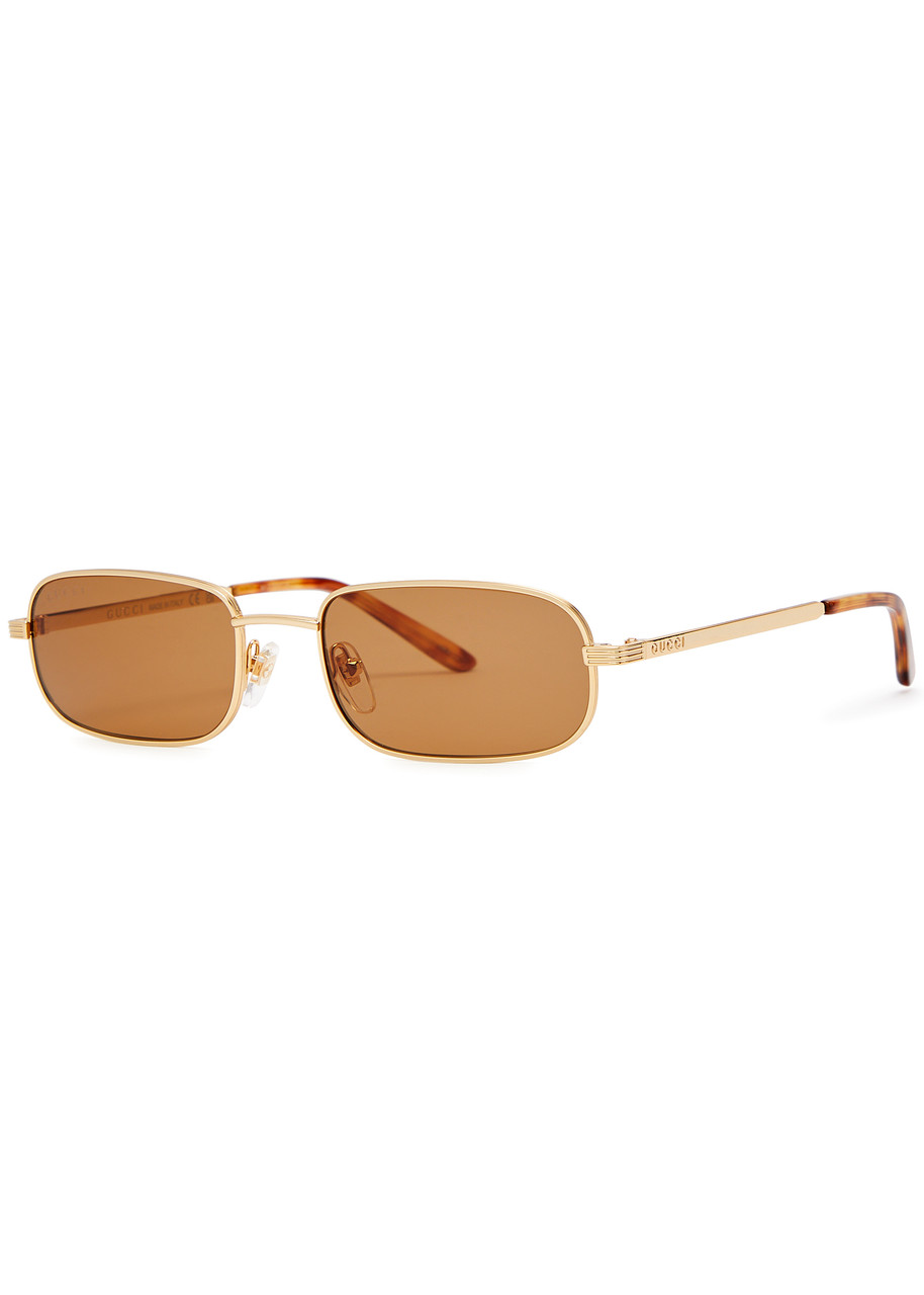 Gucci Rectangle-frame Sunglasses - Gold - One Size