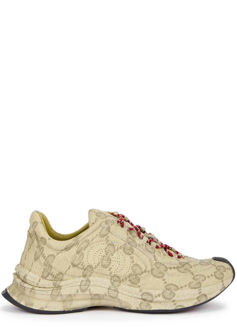 Gucci Run GG-monogrammed Leather Sneakers - Beige - 8, Gucci Trainers, Padded Ankle - 8