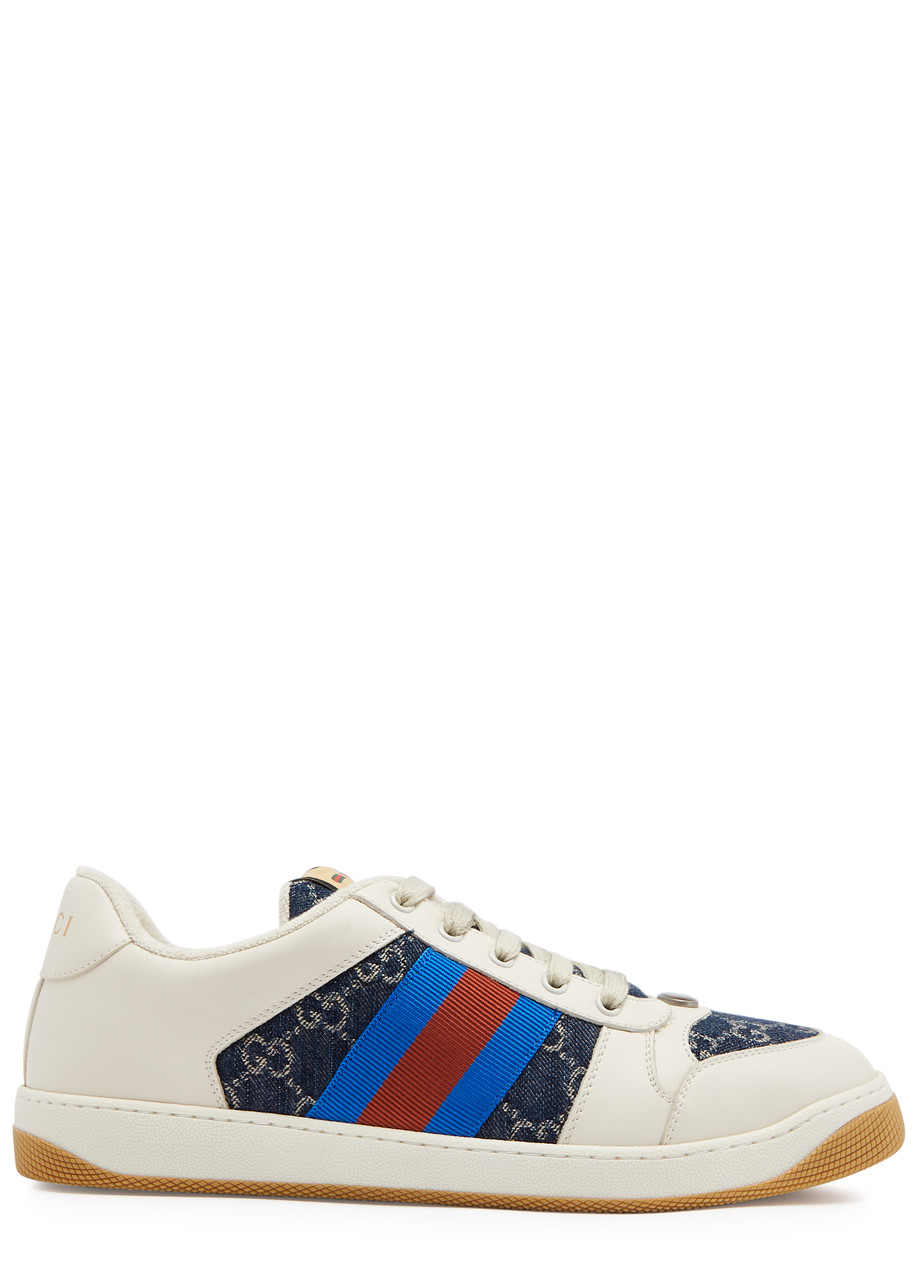 Gucci Screener Panelled Leather Sneakers - White - 12, Gucci Trainers, Monogram