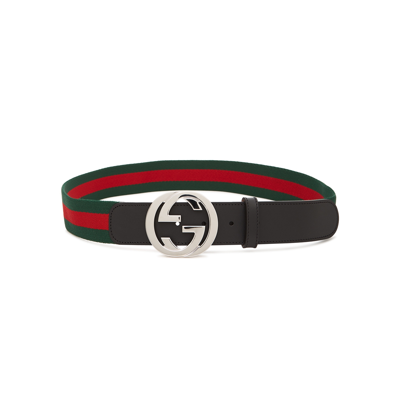 Gucci Signature-striped Webbing Belt, Belt, Black