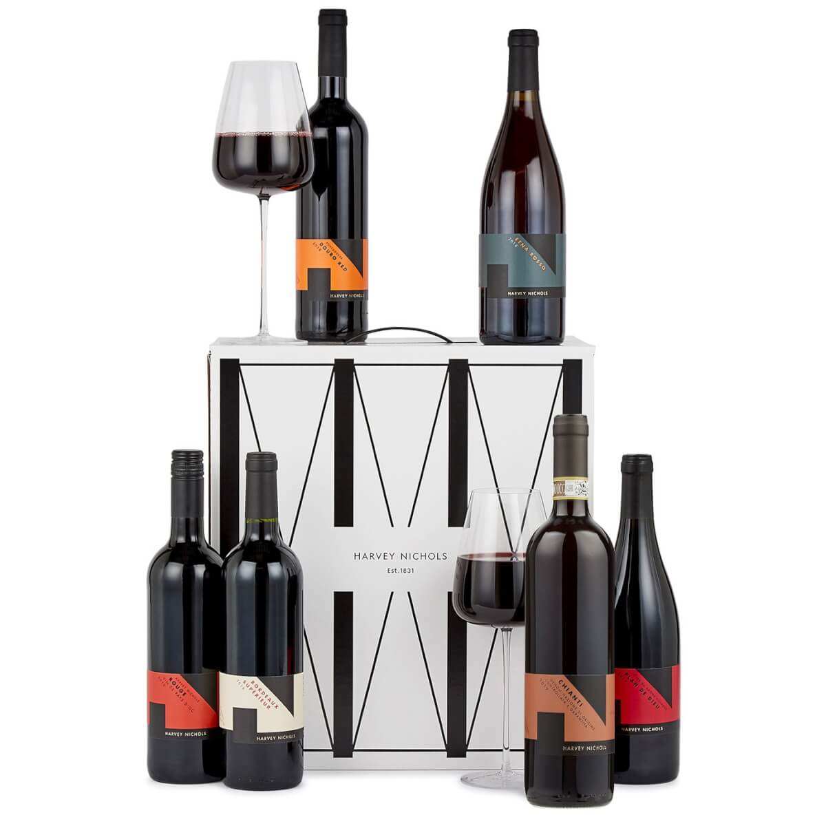 Harvey Nichols Red Wine Lover Case of Six, Wine, Luxury Hamper, Red Red Wine