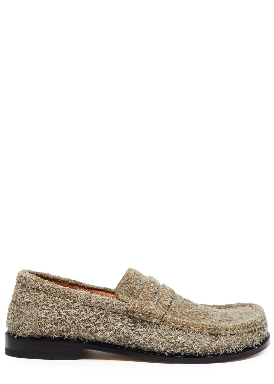 Loewe Campo Brushed Suede Loafers - Khaki - 42 (IT42/ UK8)