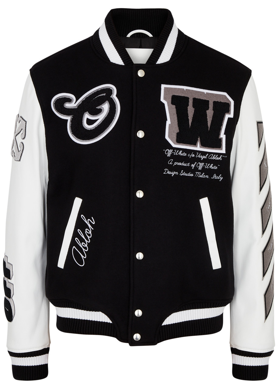 Off-white Logo Wool-blend Varsity Jacket - Black - 48 (IT48 / M)