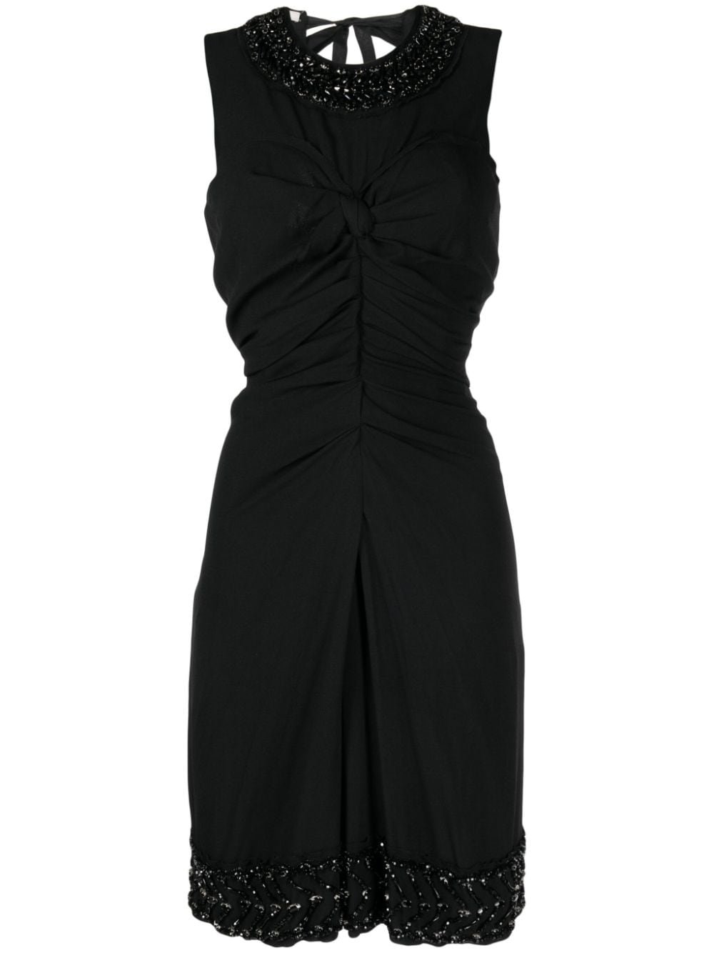 Prada Pre-Owned beaded ruched sleeveless dress - BLACK