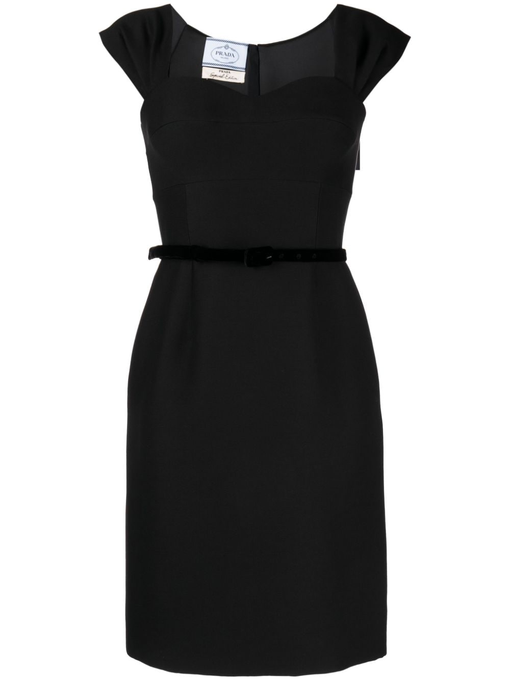 Prada Pre-Owned belted wool-blend dress - Black
