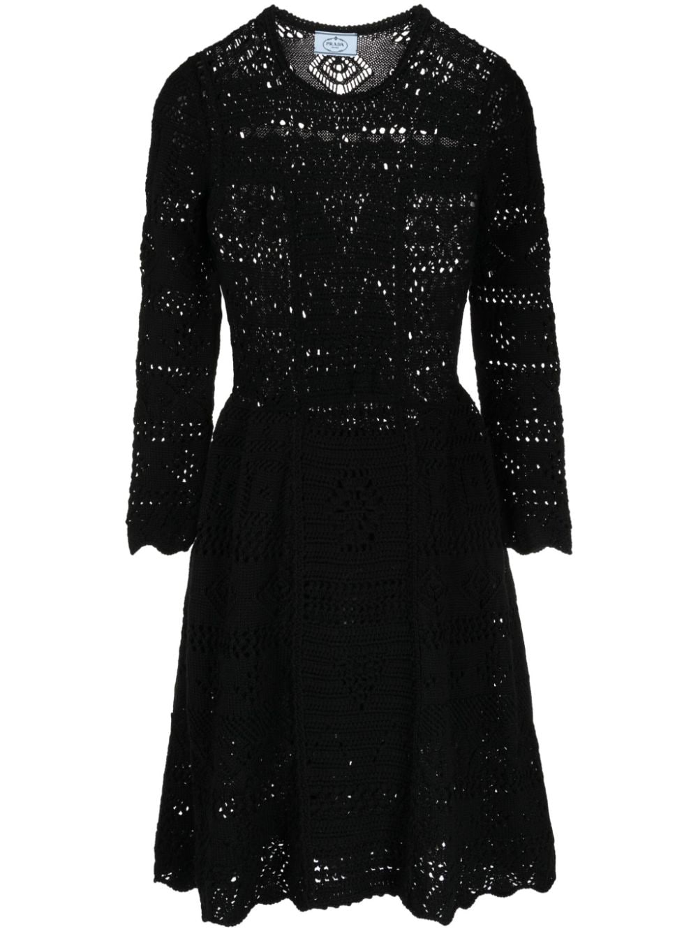 Prada Pre-Owned flared-skirt crochet dress - Black