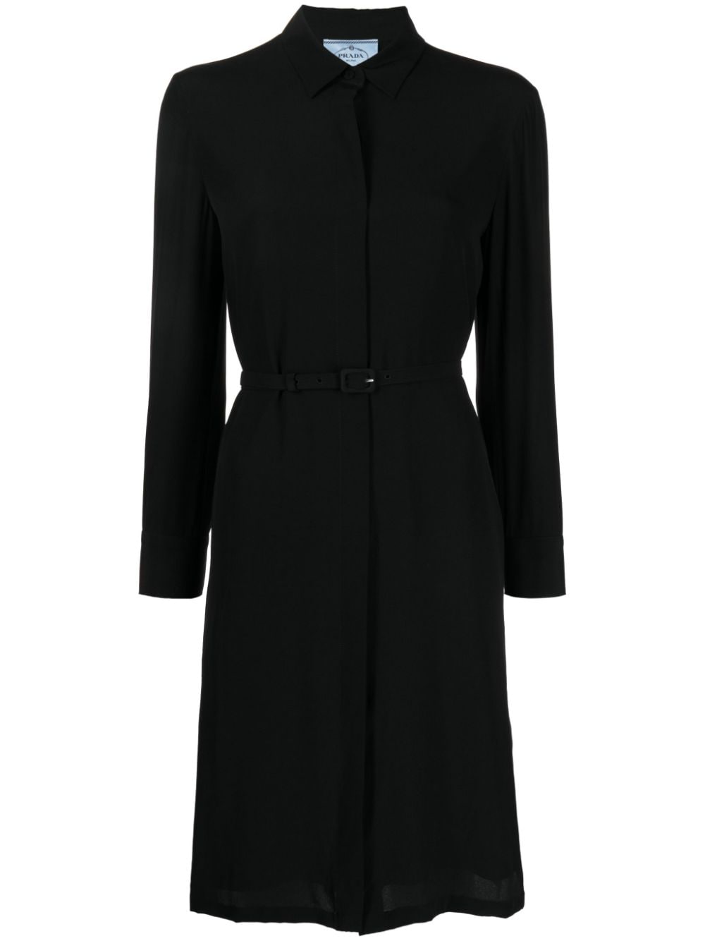 Prada Pre-Owned long-sleeve silk shirt dress - Black