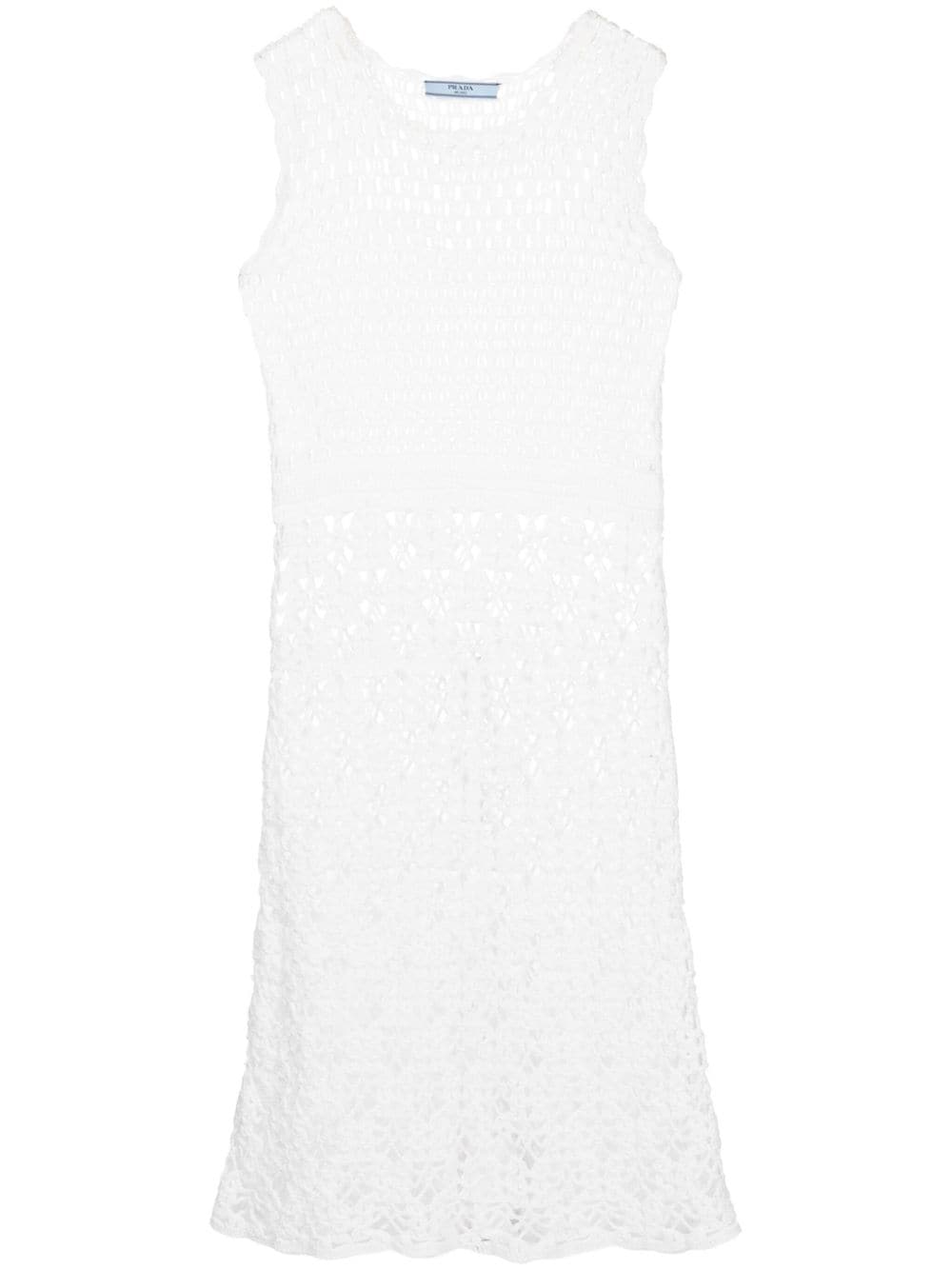 Prada Pre-Owned sleeveless crochet midi dress - White