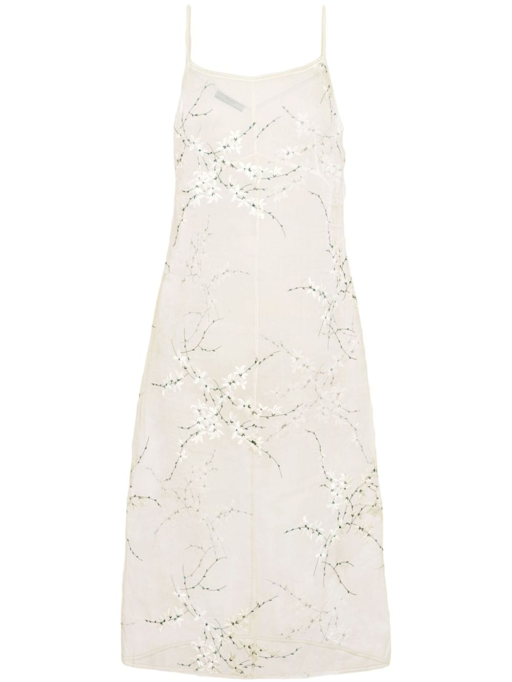 Prada embroidered silk organza midi dress - White