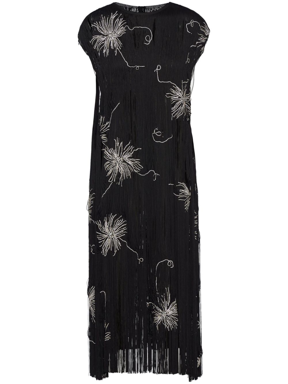 Prada fringed embroidered dress - Black