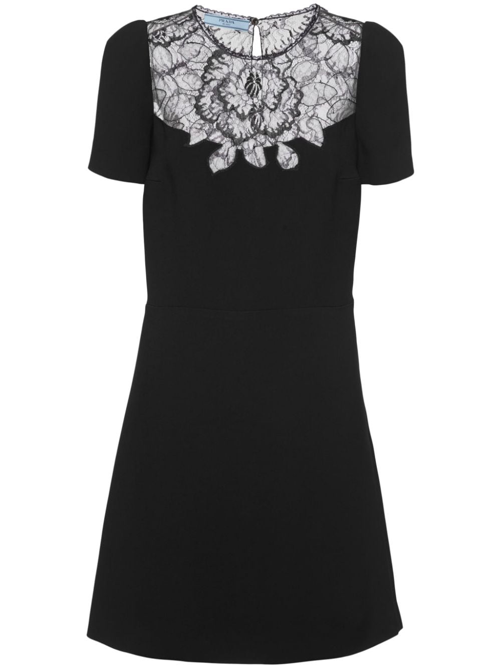 Prada lace-panelled cady mini dress - Black