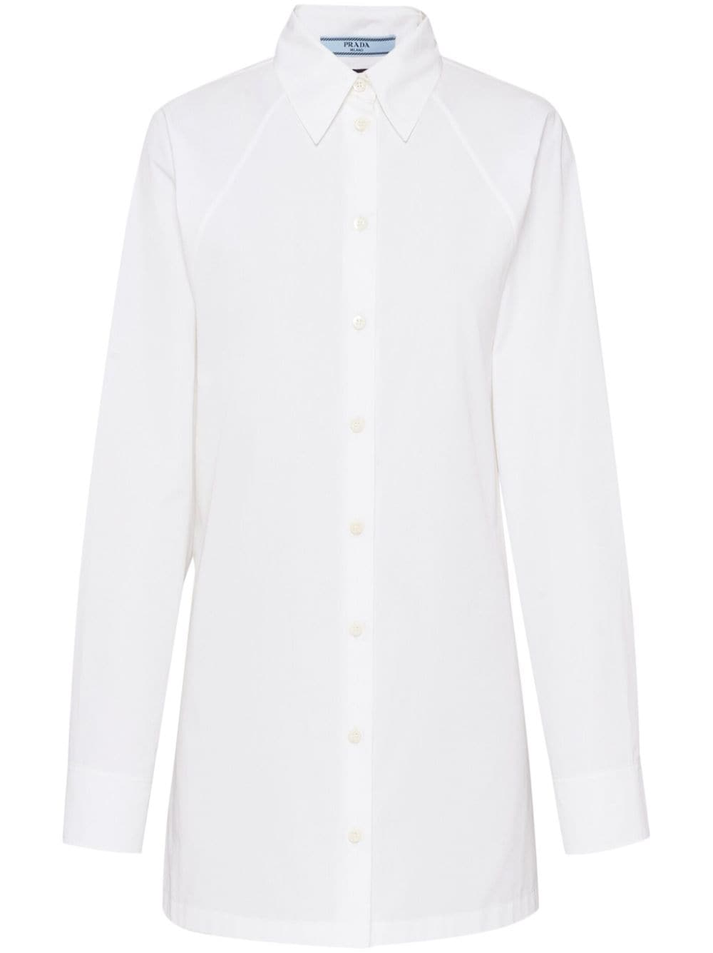 Prada logo-appliqué cut-out cotton shirtdress - White