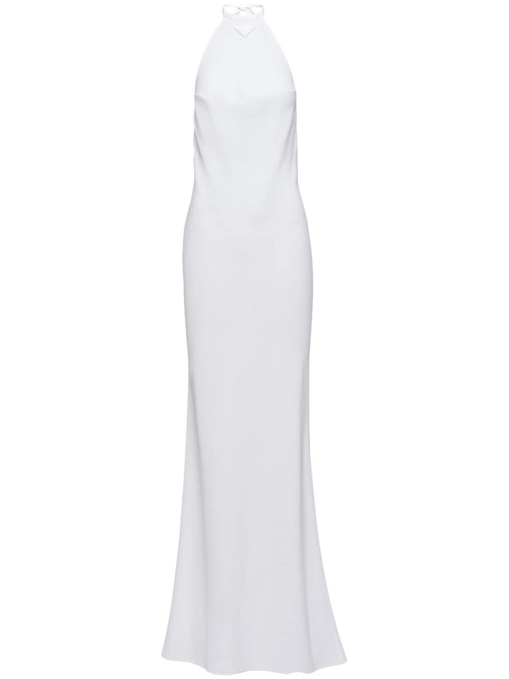 Prada triangle-logo halterneck maxi dress - White