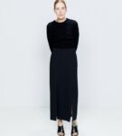 Raey - Split Front And Back Wool Midi Skirt - Womens - Navy - 6 UK