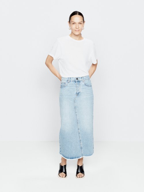 Raey - Split-back Organic-cotton Denim Skirt - Womens - Indigo - 10 UK