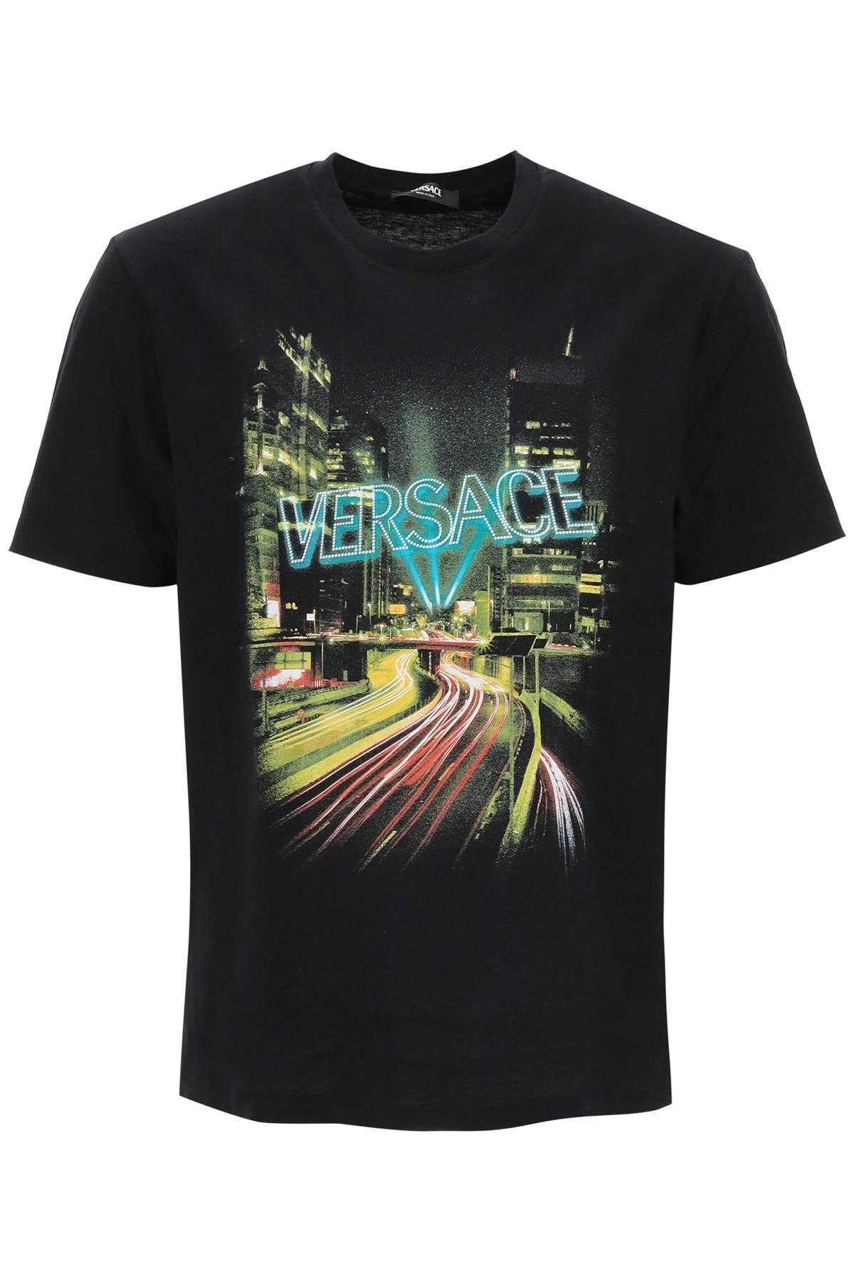 VERSACE Crew-neck T-shirt with City Lights print